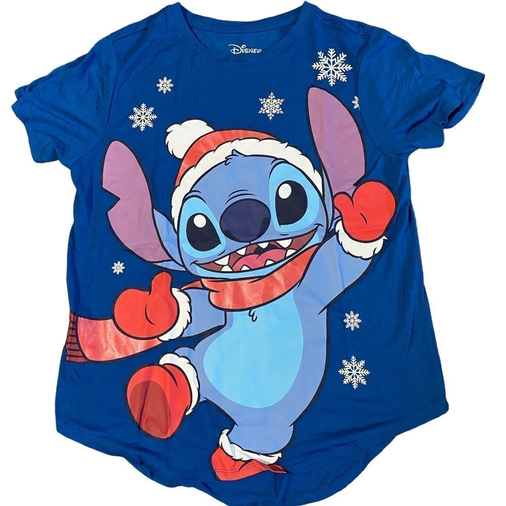 Disney Stitch juniors wintery Christmas t shirt